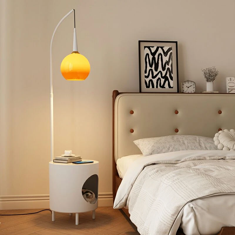 中古风客厅钓鱼落地灯沙发旁落地灯高级感卧室床头柜一体氛围感灯