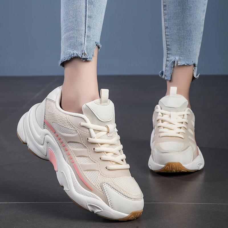 厚底老爹鞋女2024春季新款百搭轻便增高显脚时尚透气休闲运动鞋女