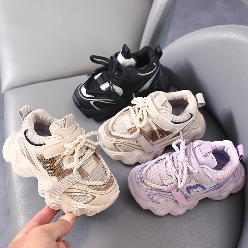 宝宝鞋子春秋新款男童透气网面运动鞋软底女童老爹鞋中小童跑步鞋