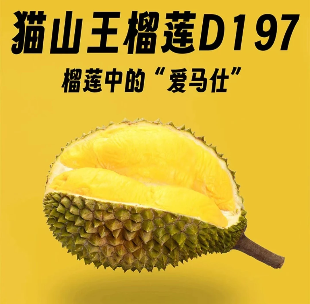 【双A级保5房】马来西亚进口猫山王榴莲D197树熟液氮锁鲜整果 新果上市