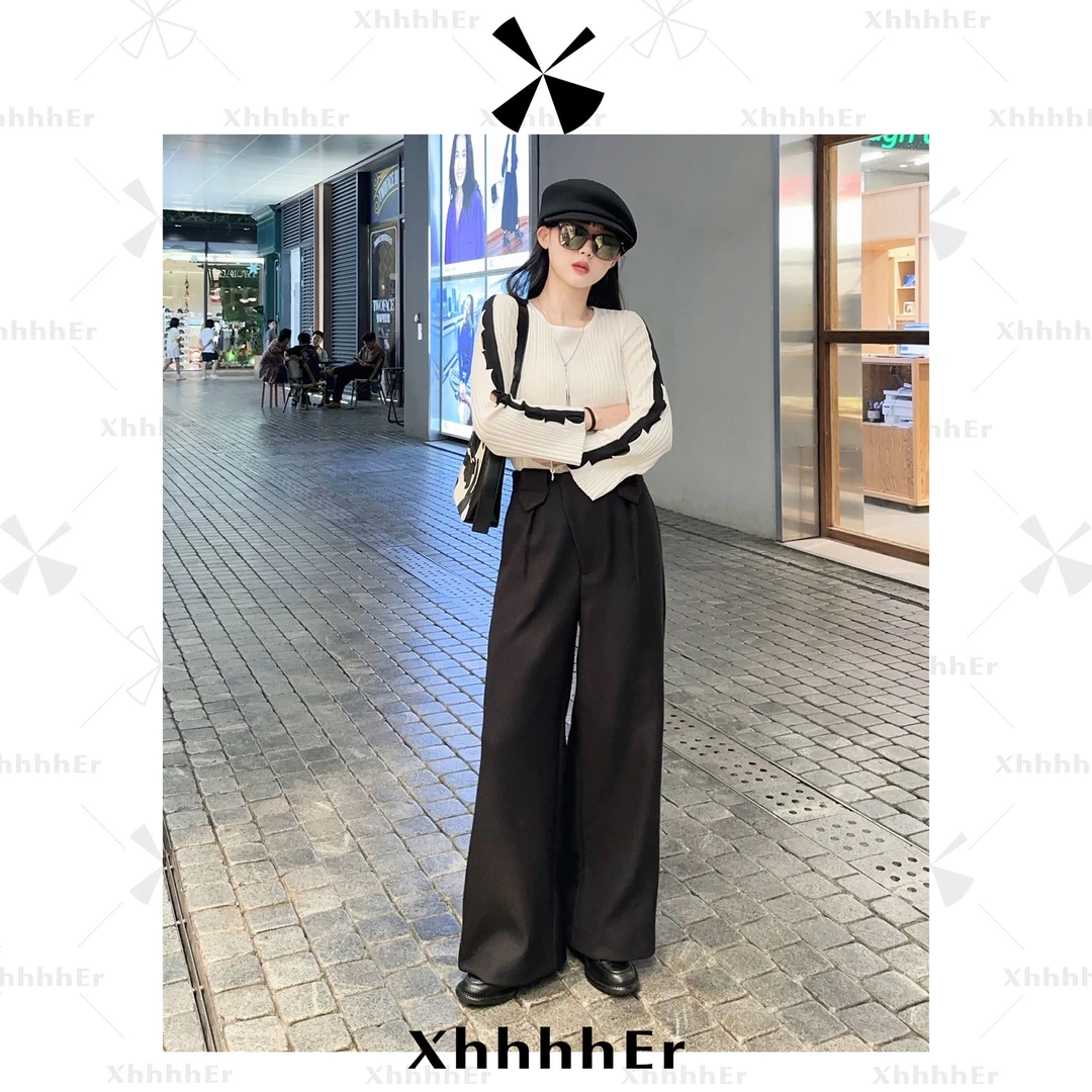 辛儿/小个子“巴黎街头”时尚微喇裤秋冬厚款保暖阔腿裤XK1760