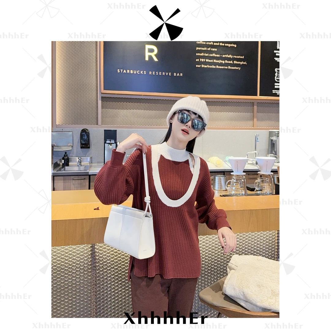 辛儿/小个子“姜饼人”假日氛围两件套安可拉红针织上衣XY1831