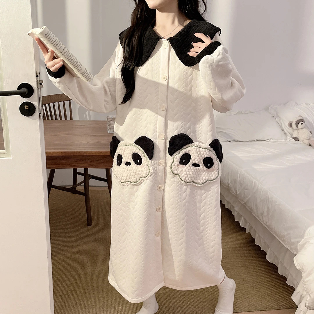 秋冬【空气棉】10-12月份待产裙睡袍产后月子哺乳喂奶孕妇睡衣保暖