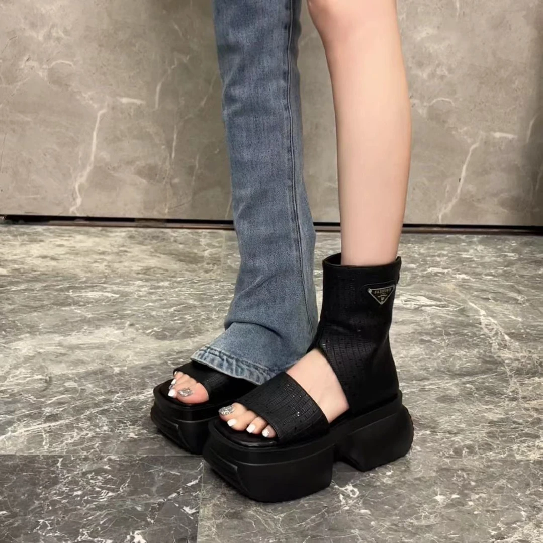 小小苏新款【古罗】潮走秀厚底休闲短靴百搭夏季外穿小众时尚女士