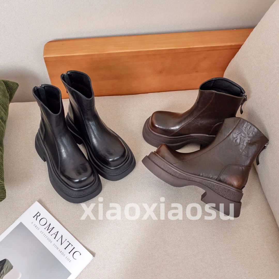 小小苏【锐雯】2025雅丹风时尚靴女百搭休闲靴时尚磨砂短靴