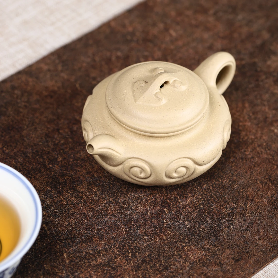 不。退。不。换《微瑕仿古如意》原矿本山绿泥170cc手工紫砂壶本绿