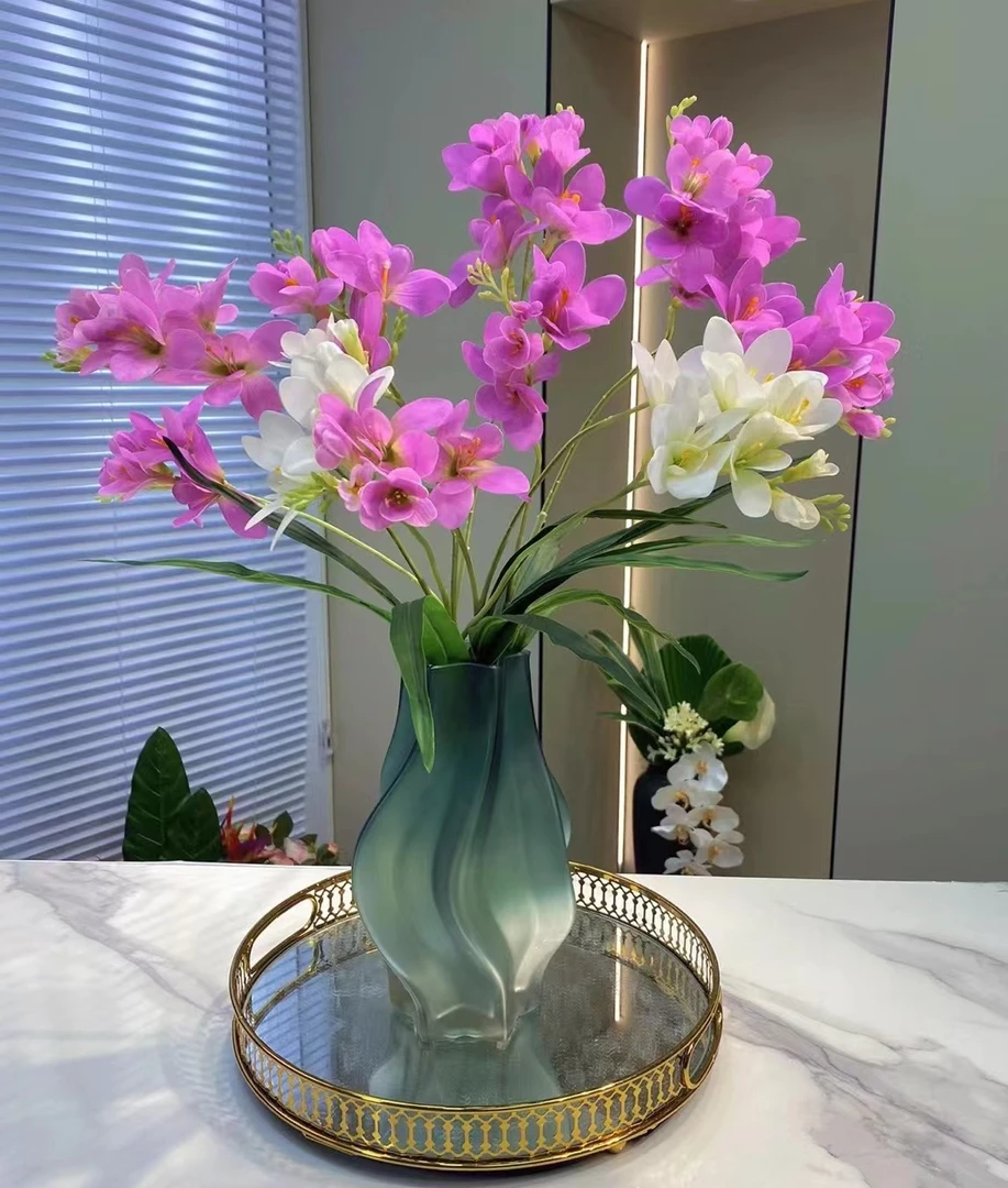 「昕欣轻奢好物」仿真装饰摆件两叉3D香雪蕙兰花婚庆家居插花摆件