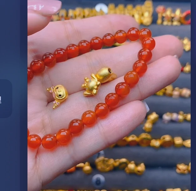 足金999玉桂狗，美乐蒂，库乐米玛 瑙/多样性发