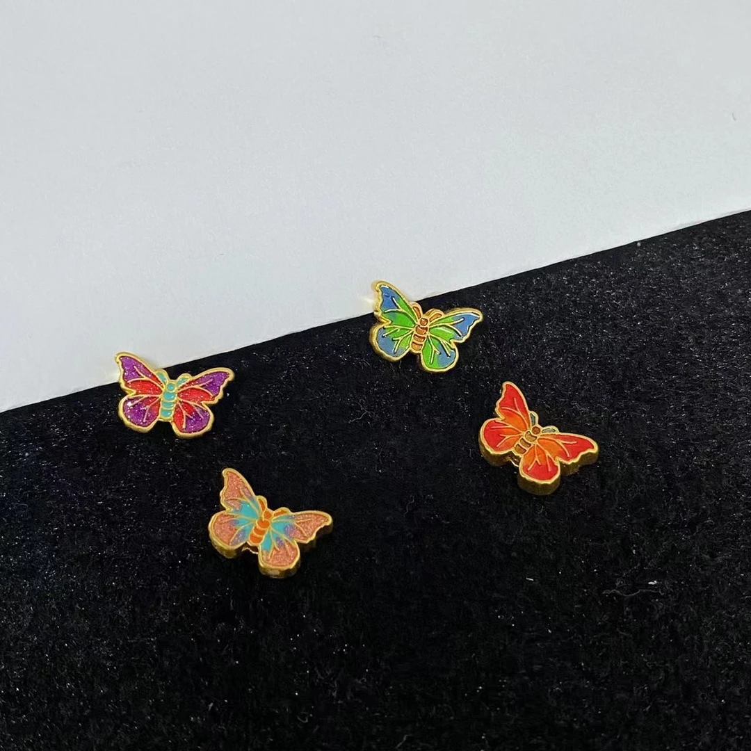 玖凤 足金999双面烧蓝蝴蝶1个 选颜色@@A280/（多样性发1件）