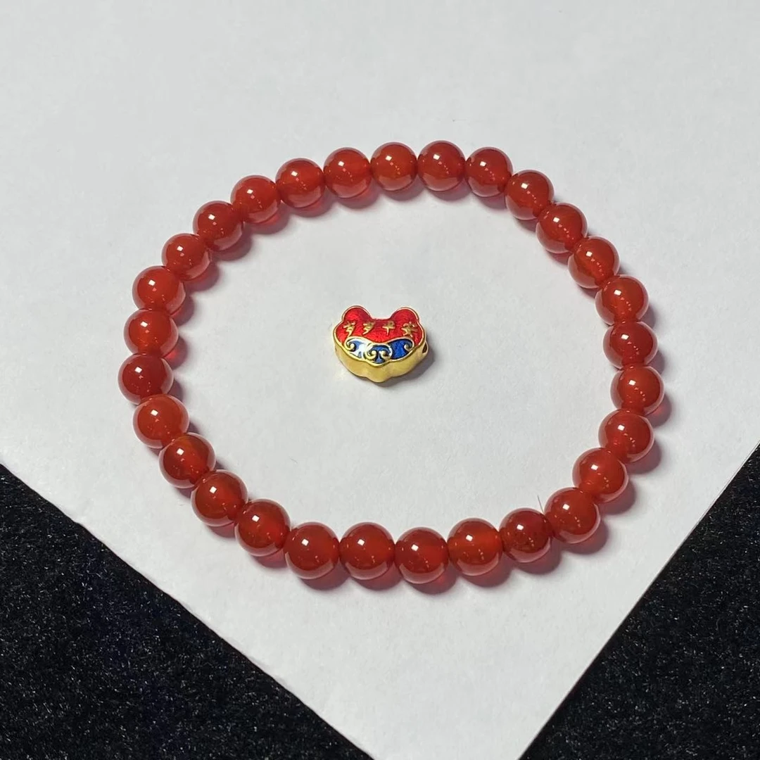 足金岁岁平安锁 玛 瑙手串@@A292