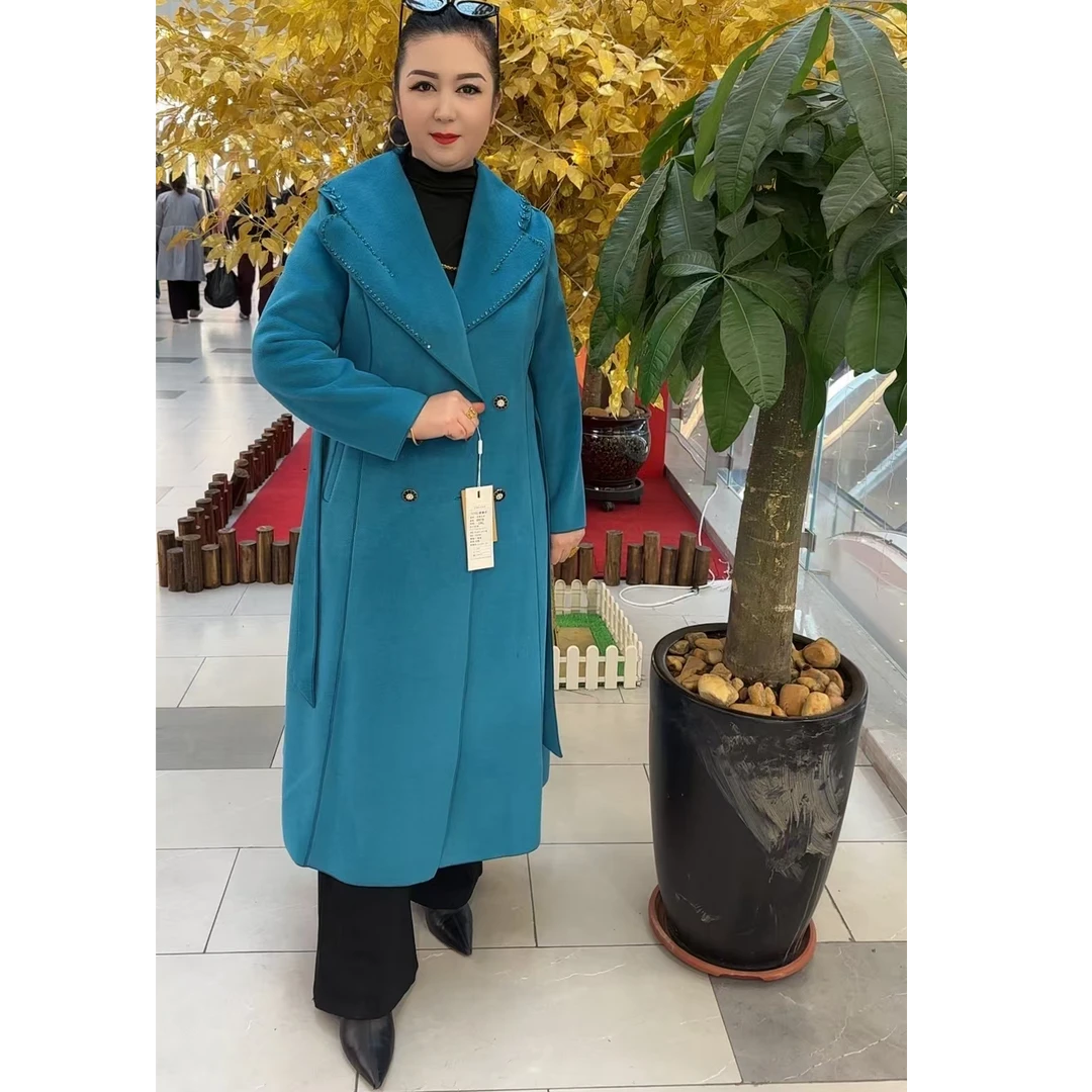 古丽孜芭2024时尚气质高档百搭双面羊毛绒秋冬长款厂家自销8878款