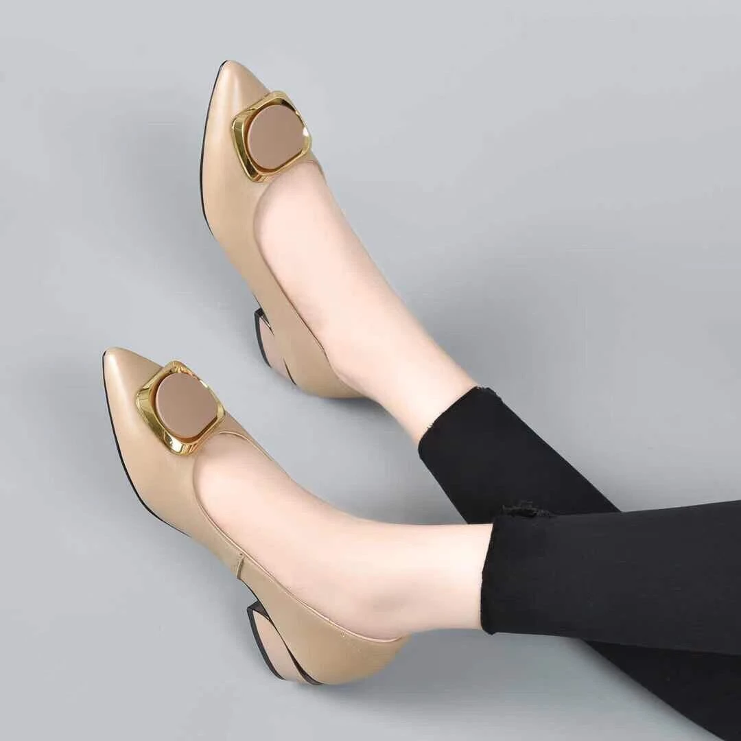 2025新款春夏季平底尖头单鞋女真皮浅口皮鞋软底女鞋中跟软皮瓢鞋