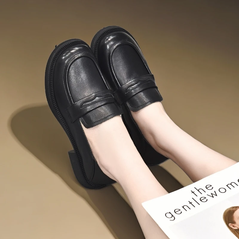 乐福鞋女2024年春秋新款真皮小皮鞋英伦风平底鞋单鞋大码女鞋休闲