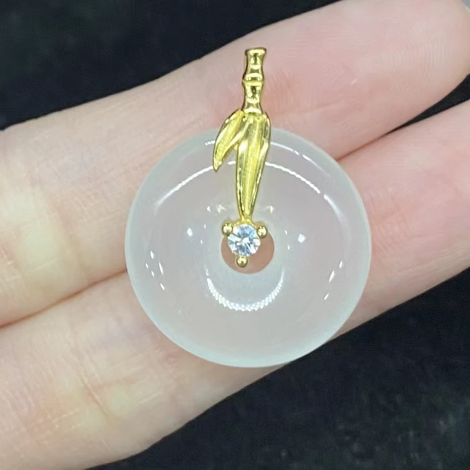 【云找玉】高冰荔枝冻平安扣吊坠 S925银镶 多样性发1件 LBN4021