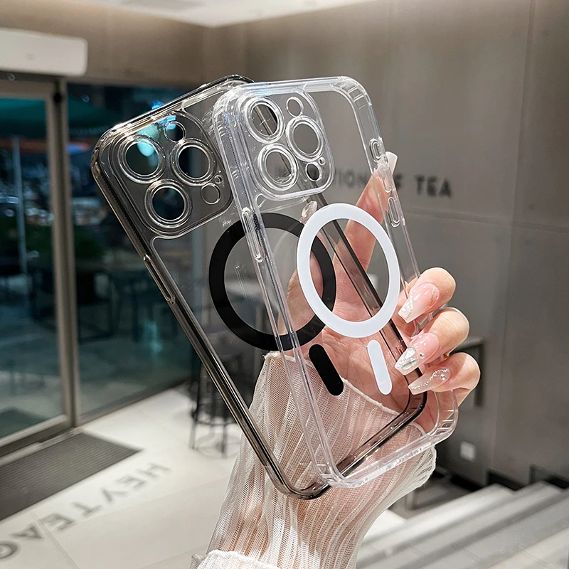 磁吸magsafe苹果16promax手机壳iphone15无线充电13/12透明保护壳