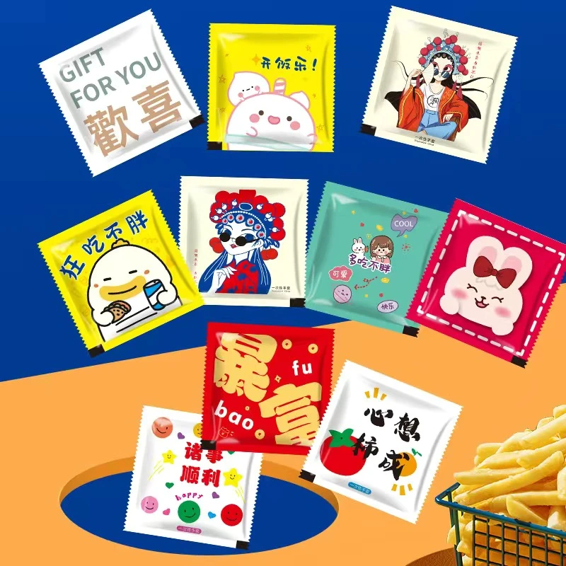 餐饮一次性手套加厚独立小包装龙虾披萨外卖PE塑料透明便携式手套