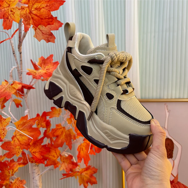 內增高鞋厚底休闲运动鞋夏天薄款单鞋透气老爹鞋女2025新小个子鞋