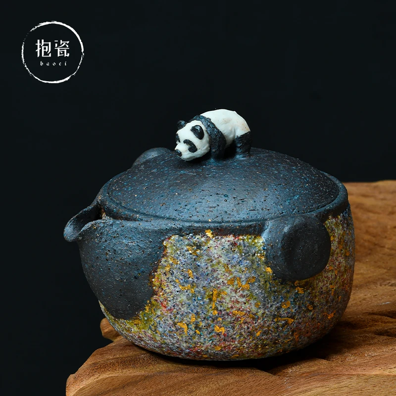 高越宝瓶茶具日式诧寂风陶瓷泡茶器粗陶手抓壶防烫泡茶壶全手工