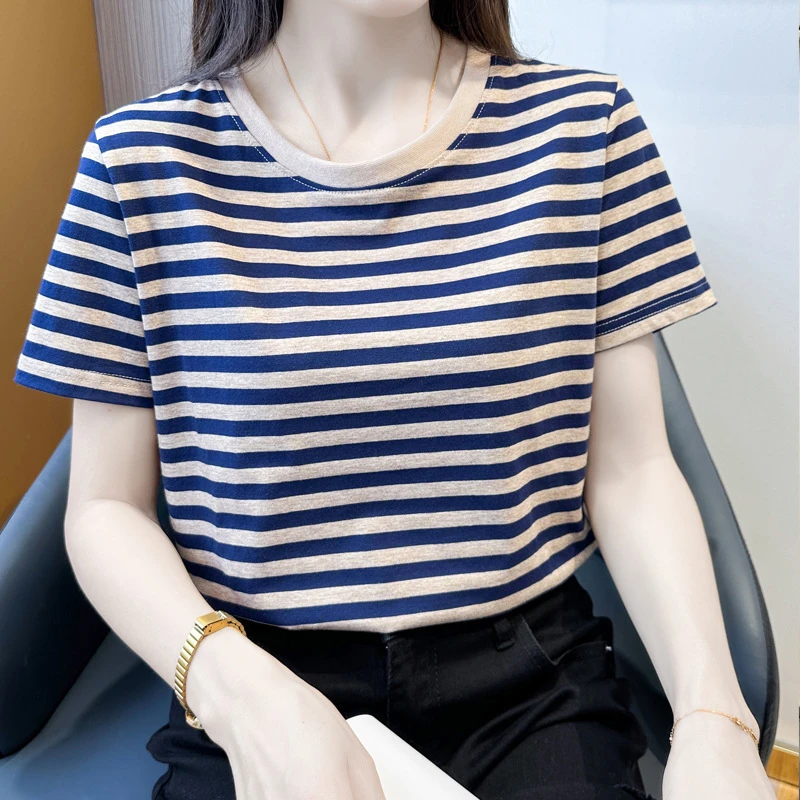 （纯棉合集）条纹t恤女2025年新款独特小众气质宽松上衣夏季