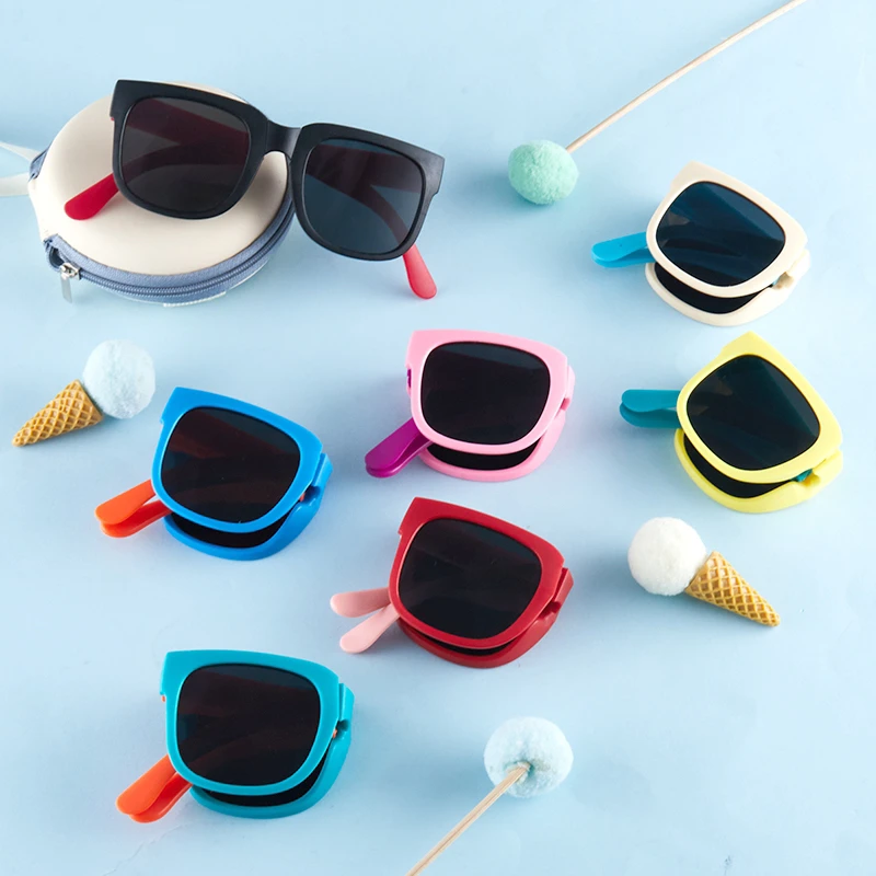 爆款儿童折叠墨镜时尚可爱折叠眼镜户外宝宝