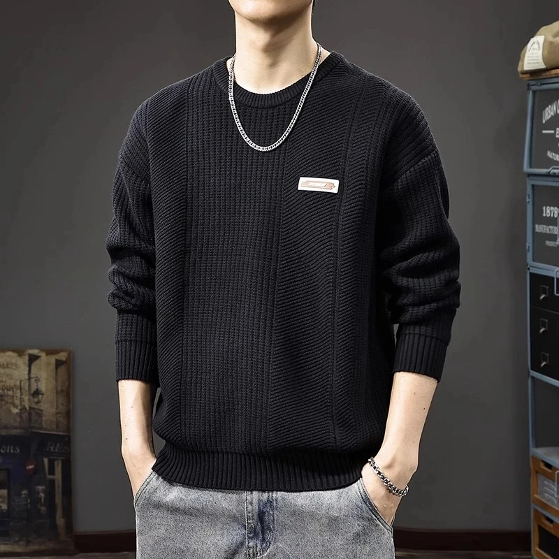 Cebrodz 2025春季潮流针织男毛衣高级感宽松大码美式休闲套头