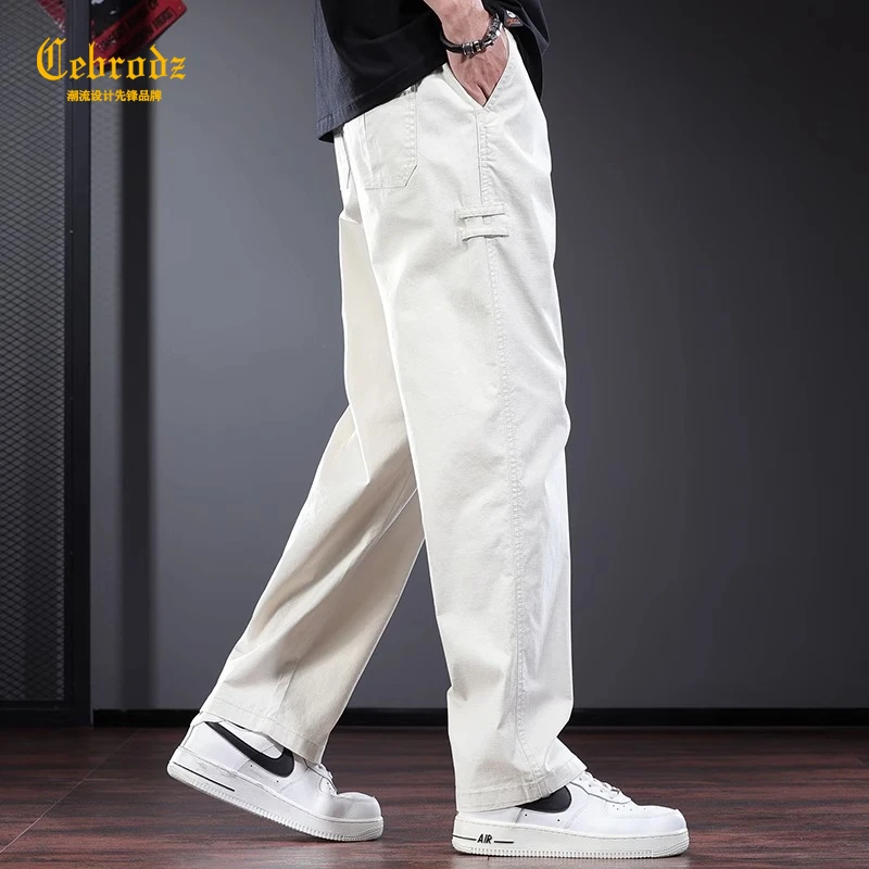 Cebrodz休闲裤男春夏季薄款宽松直筒裤纯色简约高端男士百搭长裤