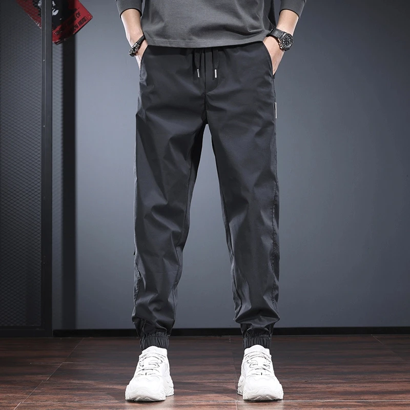 Cebrodz黑色休闲裤男潮牌宽松束脚哈伦裤春季新款潮流高端工装裤