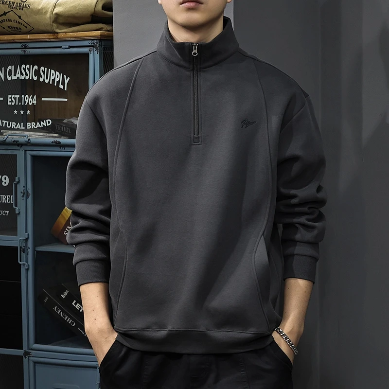 Cebrodz2025春秋内搭POLO衫男刺绣卫衣春季宽松休闲外套运动长袖