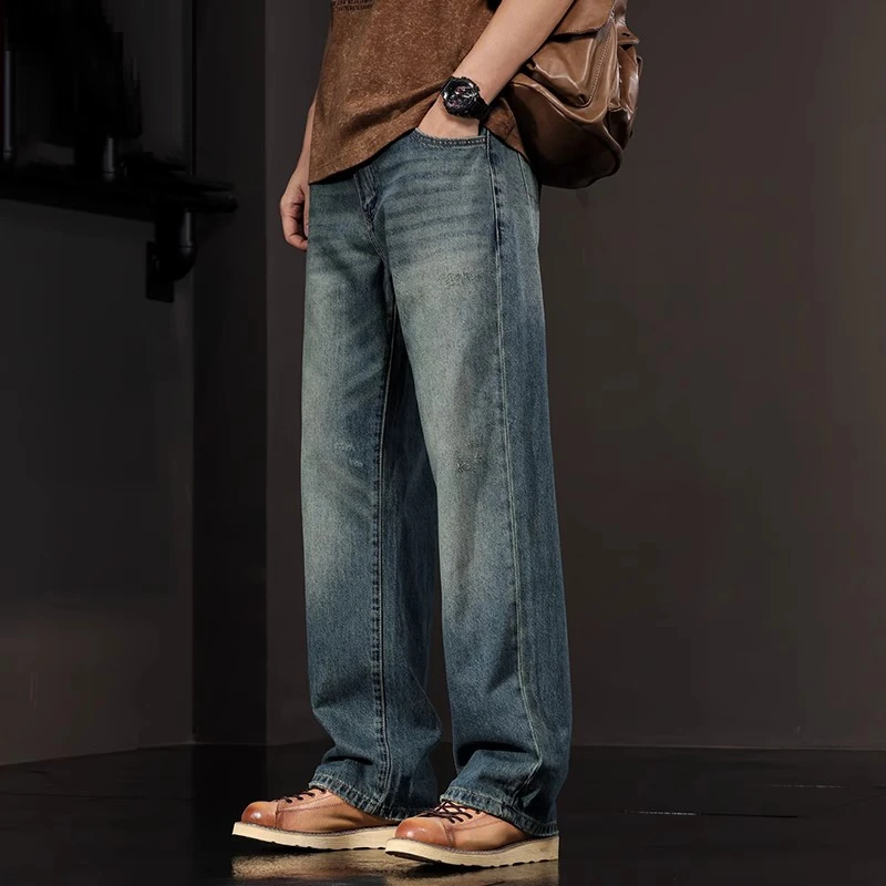 Cebrodz美式牛仔裤男宽松阔腿直筒休闲裤春夏复古高端潮流裤子