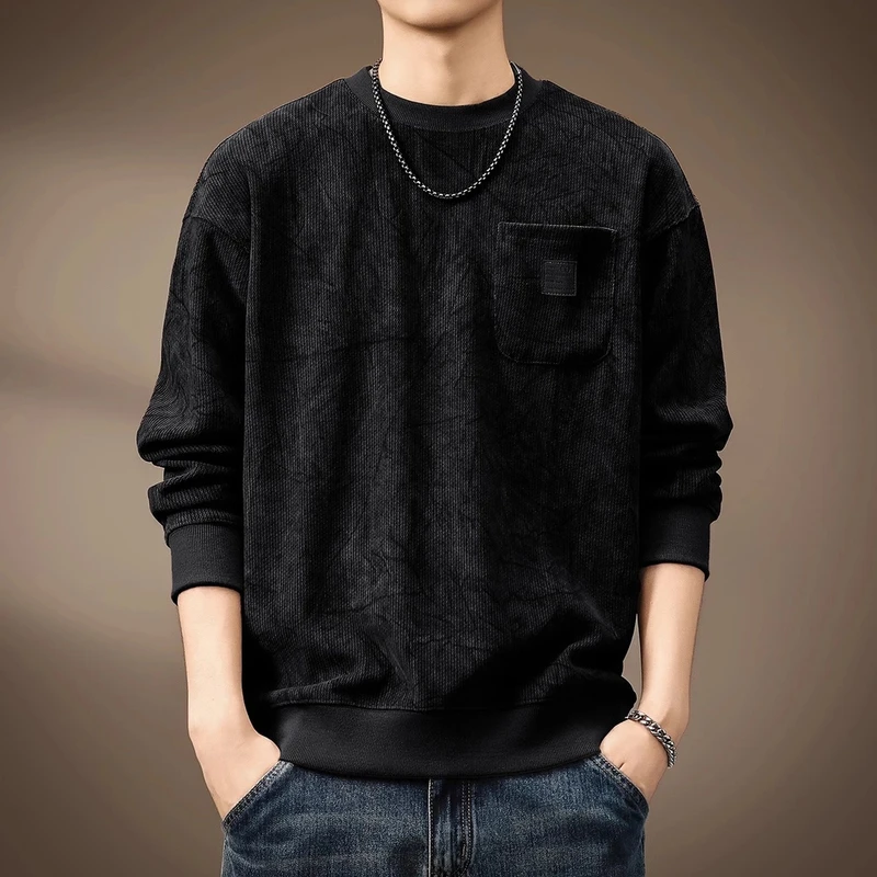 Cebrodz高端400g重磅圆领卫衣男士春宽松长袖保暖打底衫休闲百搭