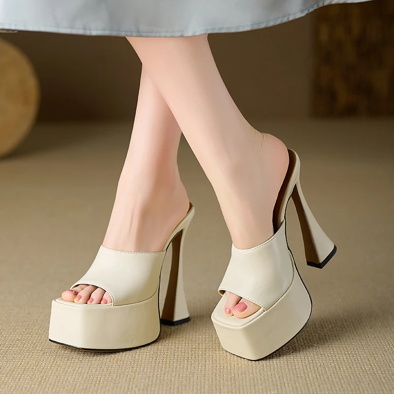 高跟鞋鞋子女鞋时尚百搭夏季外穿厚底白色性感细跟超高跟露趾