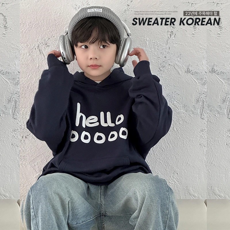 【现货】男童卫衣春秋韩版潮中小童长袖上衣2024新款宝宝连帽外套