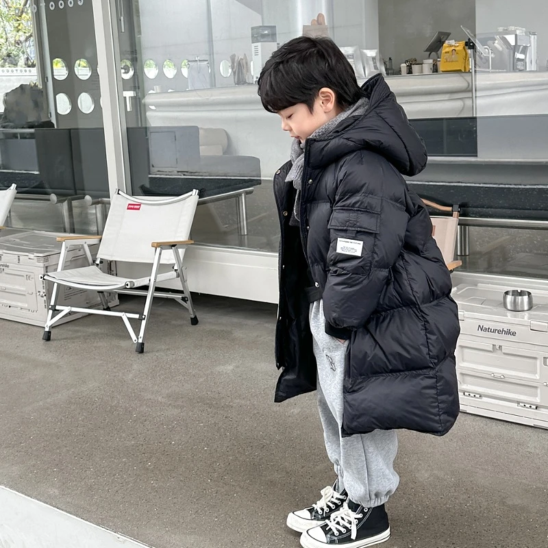 【现货】儿童羽绒服男童外套中长款韩版保暖中大童冬装女童装2024