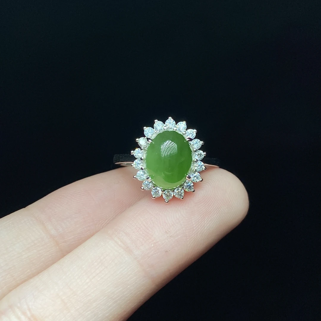 【小北好物】s925银和田玉戒指-16QH08X511【多样性发一件】约8*10mm