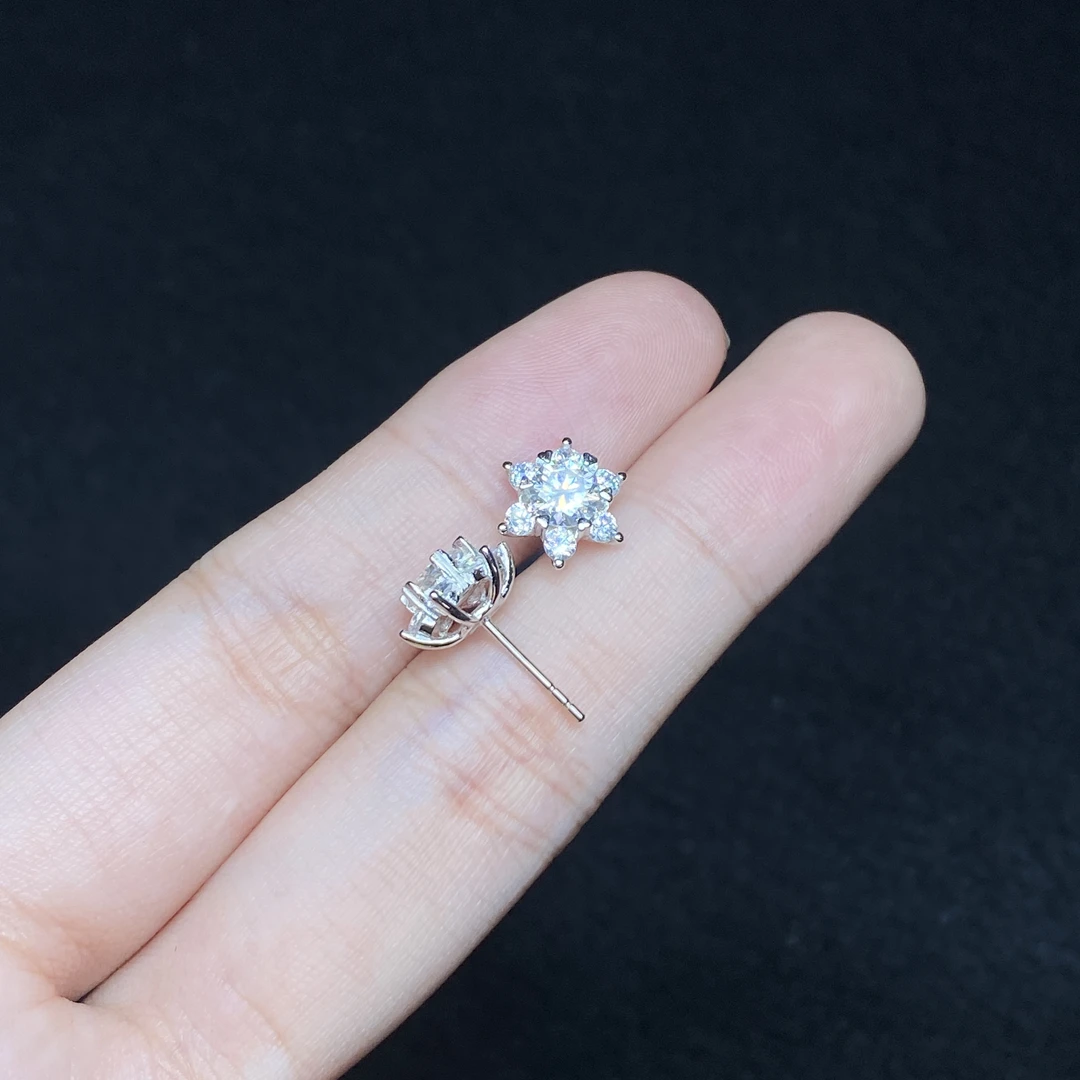 925银莫桑石银制品 【小北好物】S925银镶嵌莫桑耳钉-16QH144X296