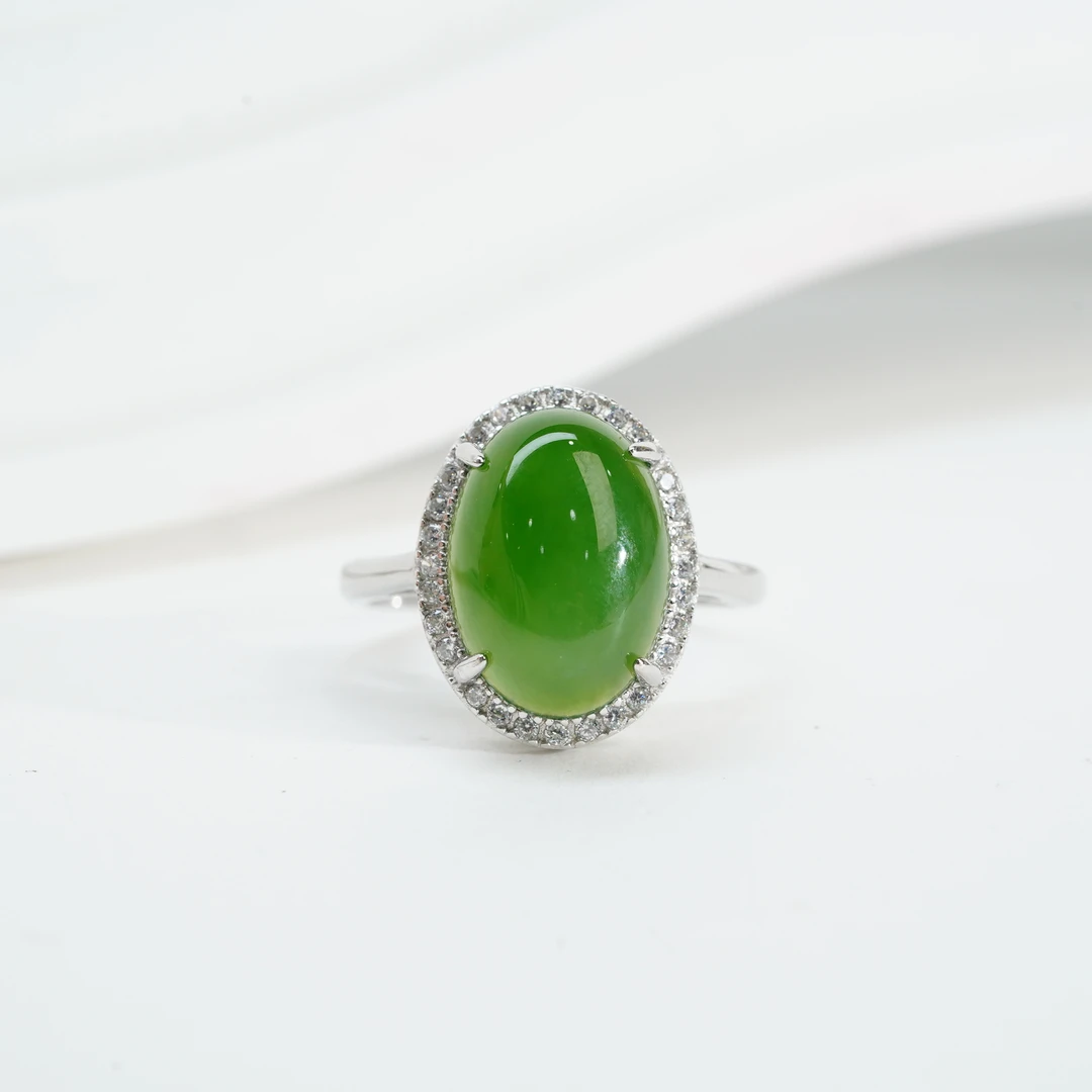 【小北严选】s925银和田玉戒指约10*13mm【多样性发一件】-AH10X797