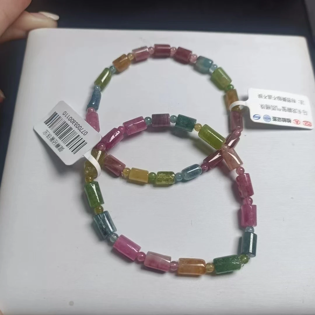 马卡龙碧玺气质桶珠手串（多样性发一） 天然杂裂矿点，完美主义慎拍