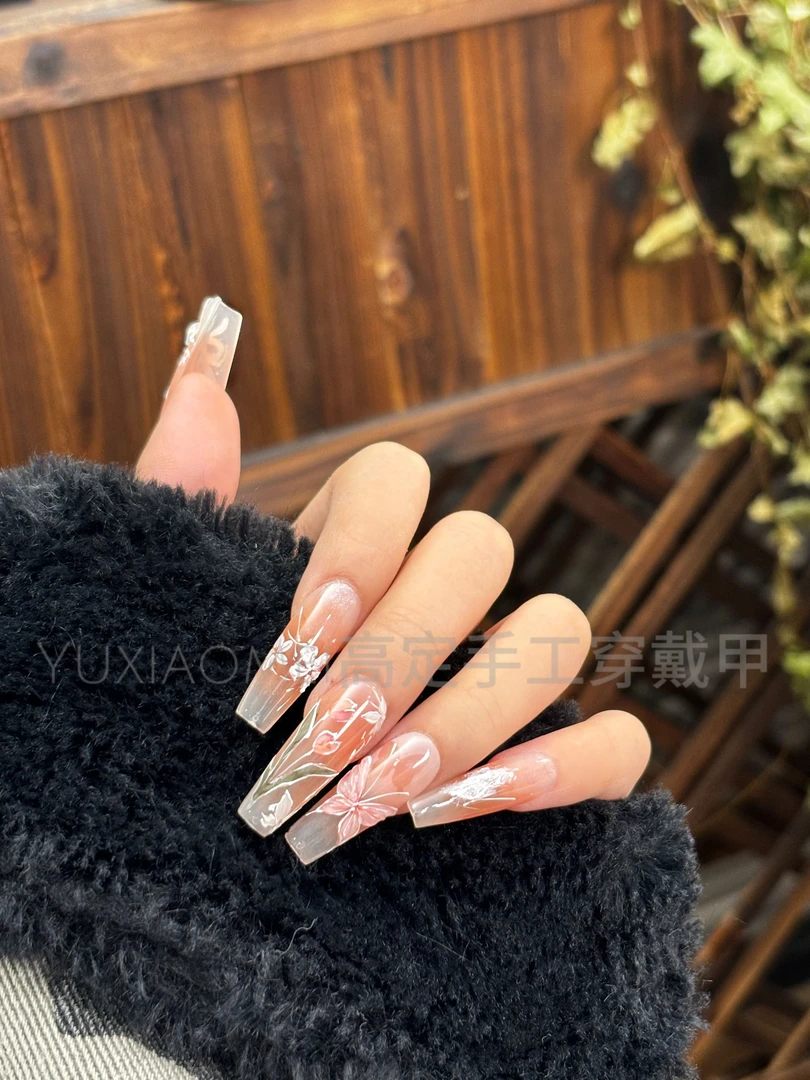 【郁金馥语】高级氛围感水彩手绘穿戴甲