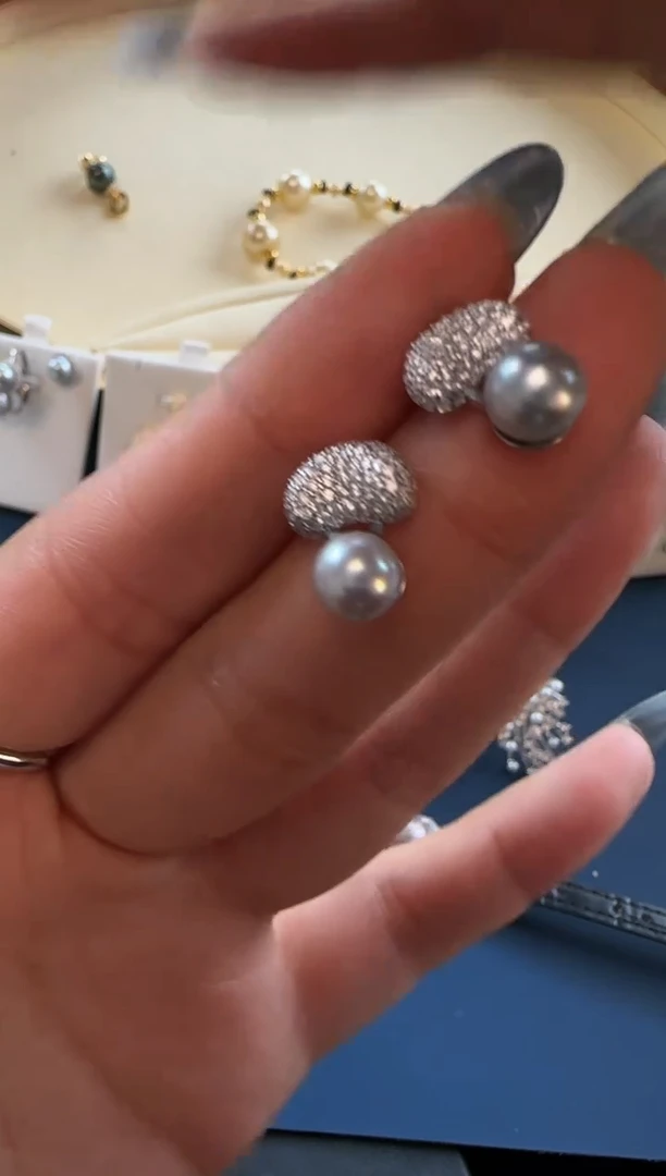 【闪购商品】海水珍珠耳饰银S925镶嵌1