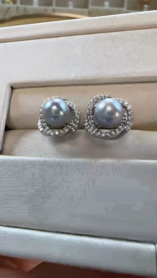 【闪购商品】海水珍珠耳饰银S925镶嵌1