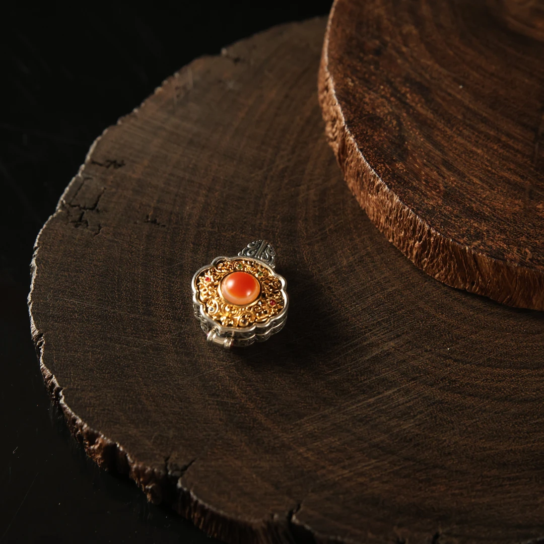 壹加小羊|银镶羊y如意锁吊坠