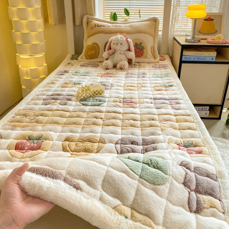 牛奶绒床垫软垫冬季珊瑚绒夹棉加厚保暖床褥子单人宿舍绒床盖垫子