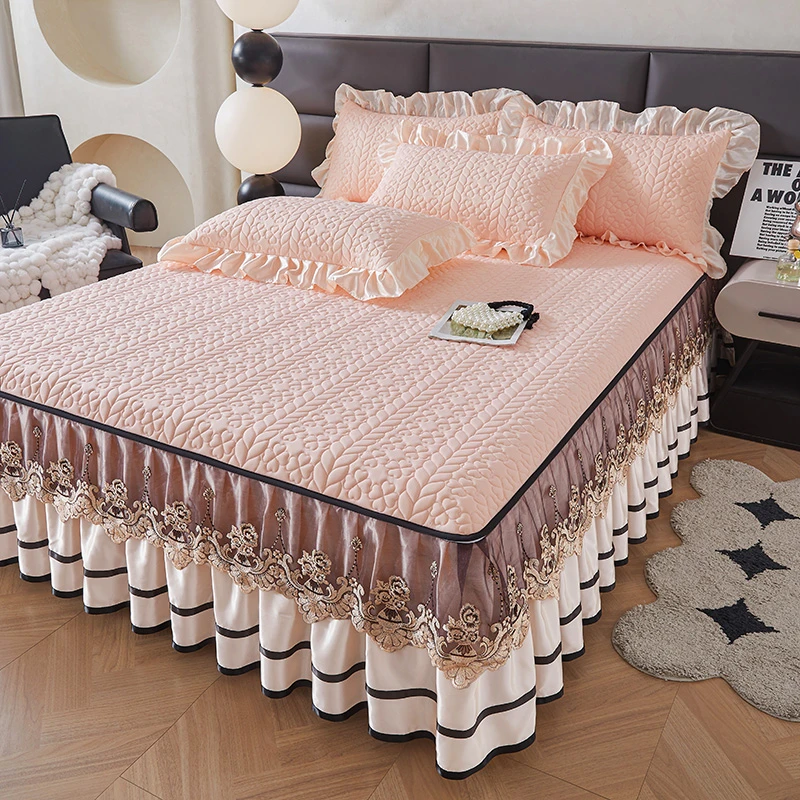 夏季a类乳胶软凉席三件套可拆卸床裙冰丝软席加厚防滑可机洗水洗