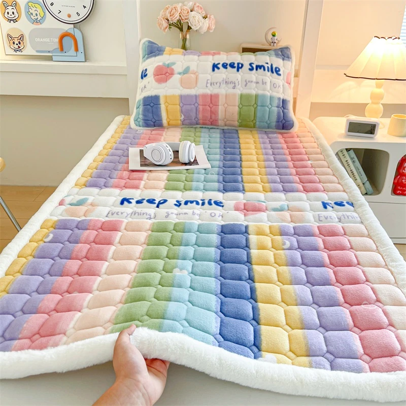 牛奶绒夹棉床褥垫冬季保暖加厚学生宿舍床护垫子加厚加绒防滑床盖