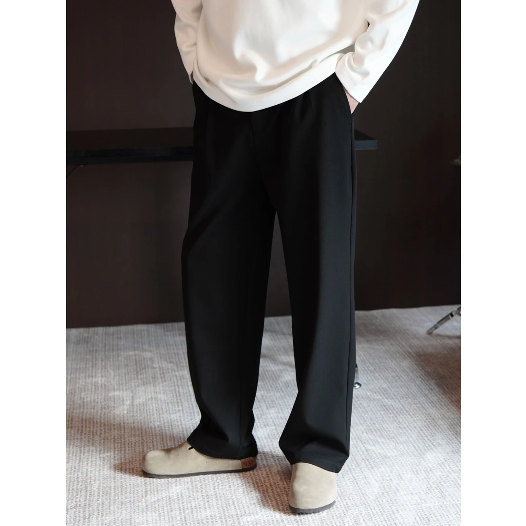 AX-2025 立体压褶直筒宽松休闲裤男垂感百搭休闲西裤显高长裤