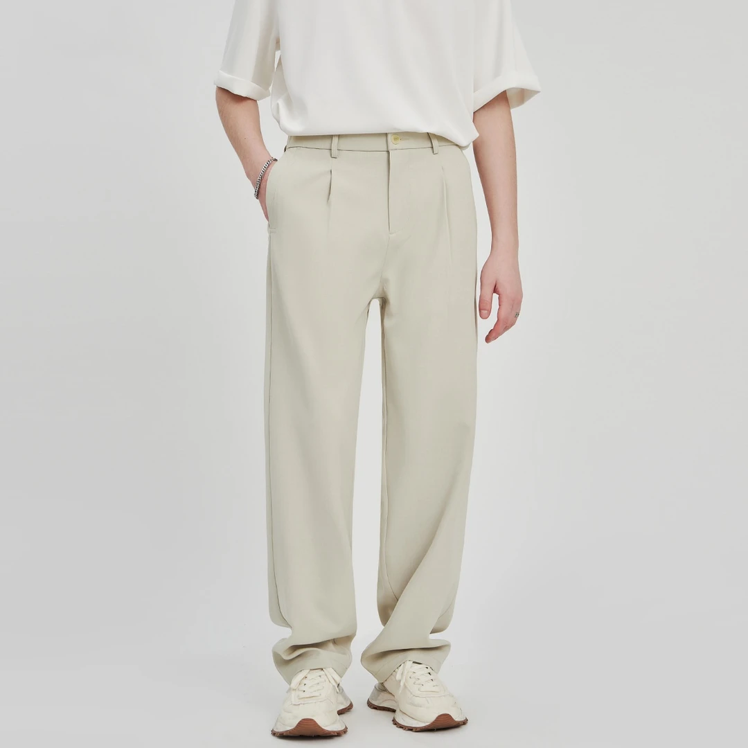 AX-2024 春秋款 直筒宽松阔腿裤百搭休闲西裤男士垂感简约长裤