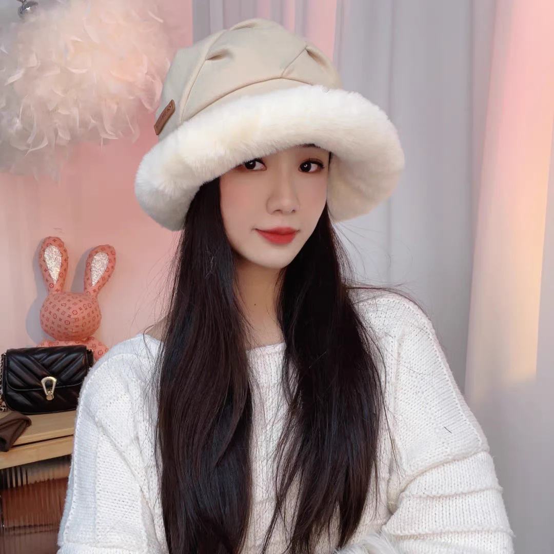 （0015913）贴标蒙古帽秋冬加厚毛绒渔夫帽保暖防寒冷帽显脸小