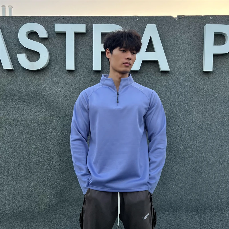 半拉链立领空气层户外跑步运动卫衣速干衣t恤长袖健身投篮训练服