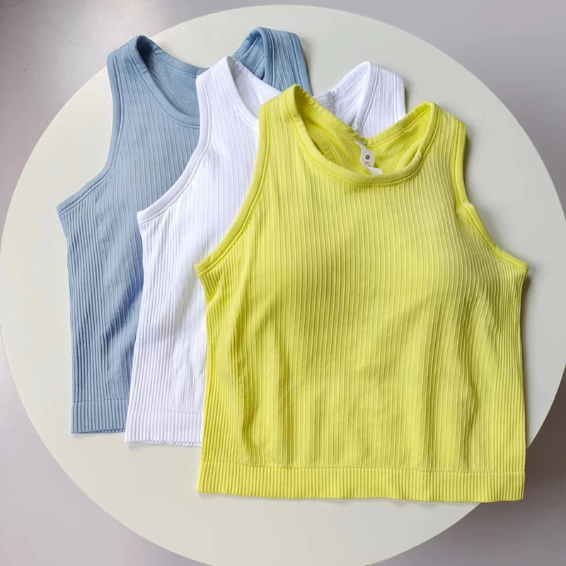 ebb带胸垫无袖背心运动瑜伽外穿短款显瘦舒适健身服上衣女瑜伽服