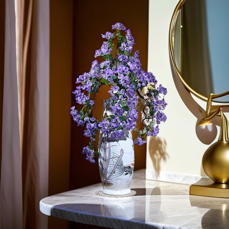 【卓越轻奢】金玉满堂天然紫水晶高档生活陶瓷摆件书桌酒柜餐桌等